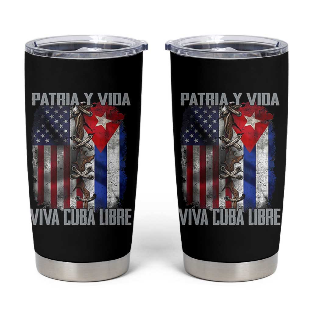 Patria y Vida Cuba Libre Freedom Tumbler Cup Cuban Pride Independence USA Cuba Flag