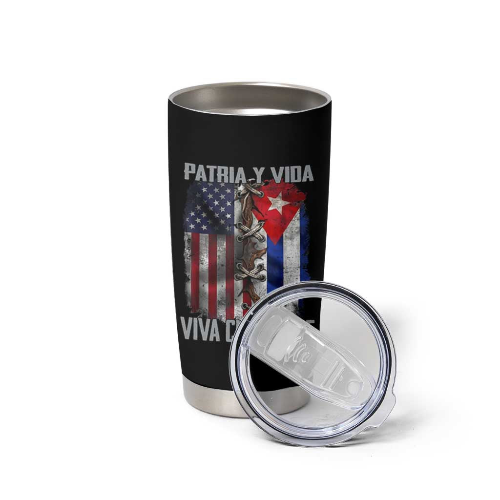 Patria y Vida Cuba Libre Freedom Tumbler Cup Cuban Pride Independence USA Cuba Flag