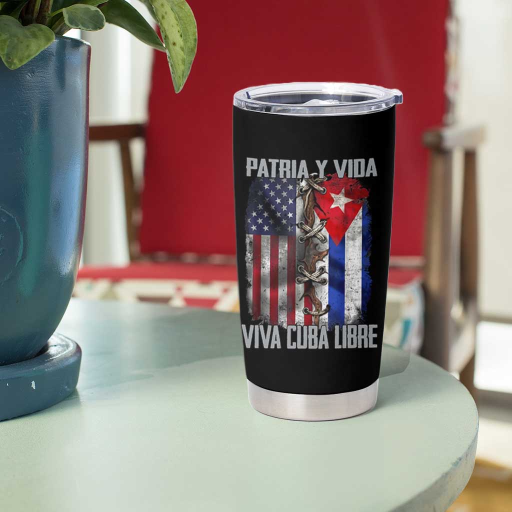 Patria y Vida Cuba Libre Freedom Tumbler Cup Cuban Pride Independence USA Cuba Flag