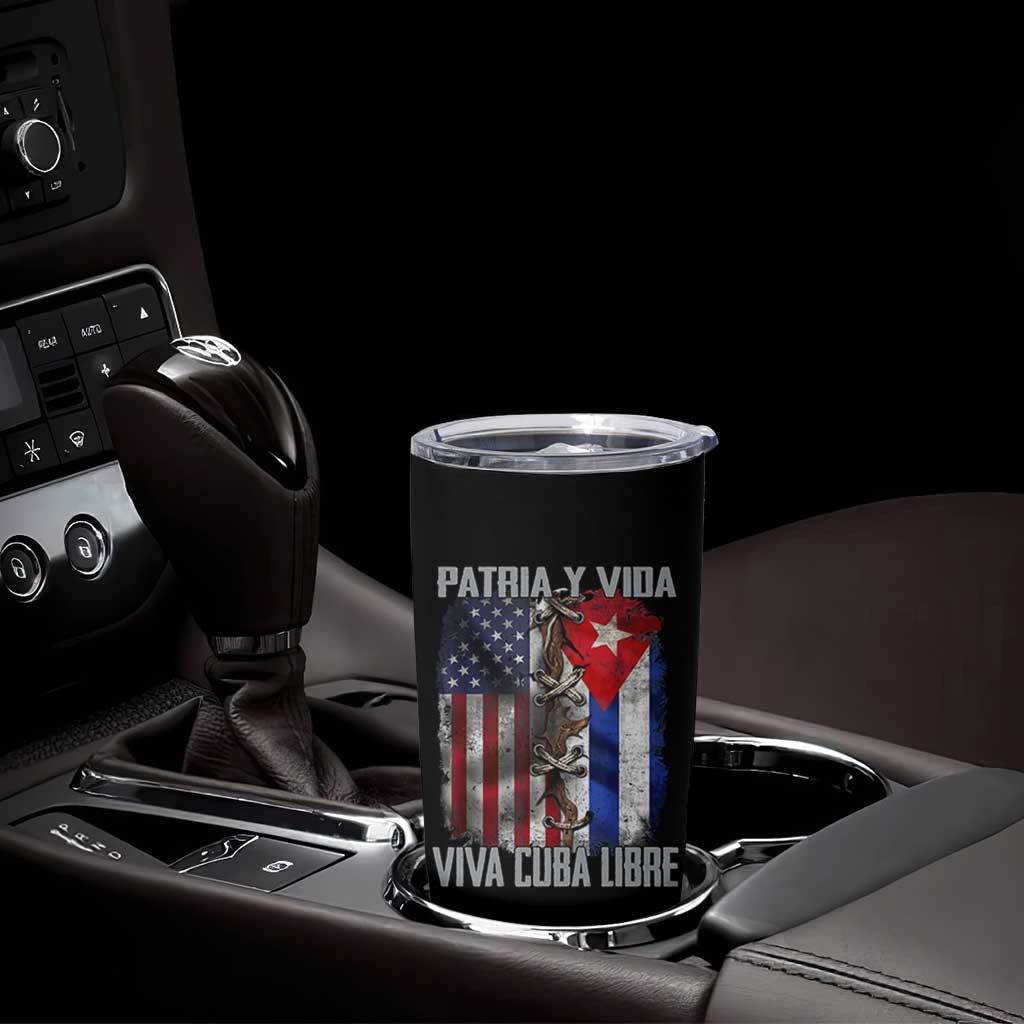 Patria y Vida Cuba Libre Freedom Tumbler Cup Cuban Pride Independence USA Cuba Flag