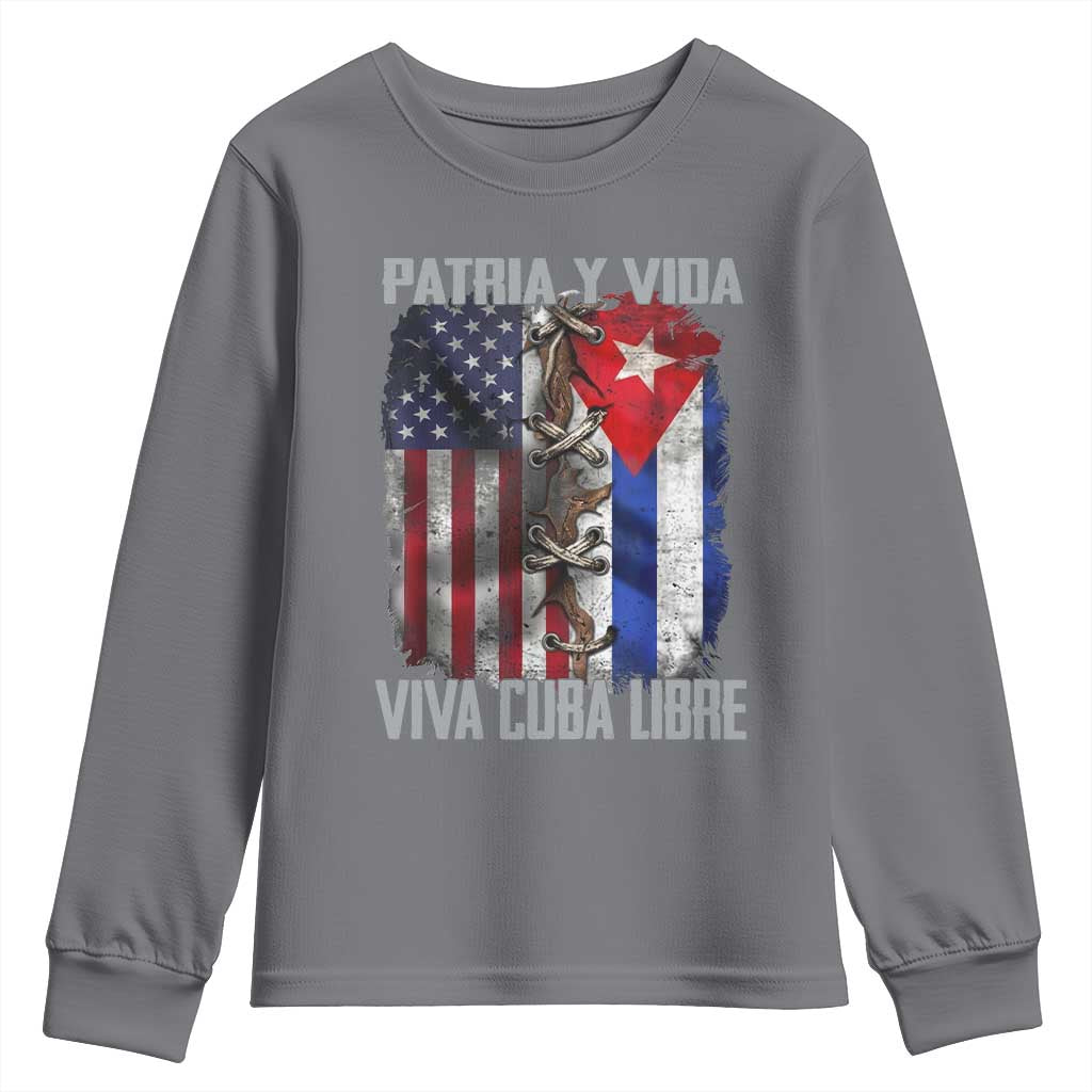 Patria y Vida Cuba Libre Freedom Youth Sweatshirt Cuban Pride Independence USA Cuba Flag