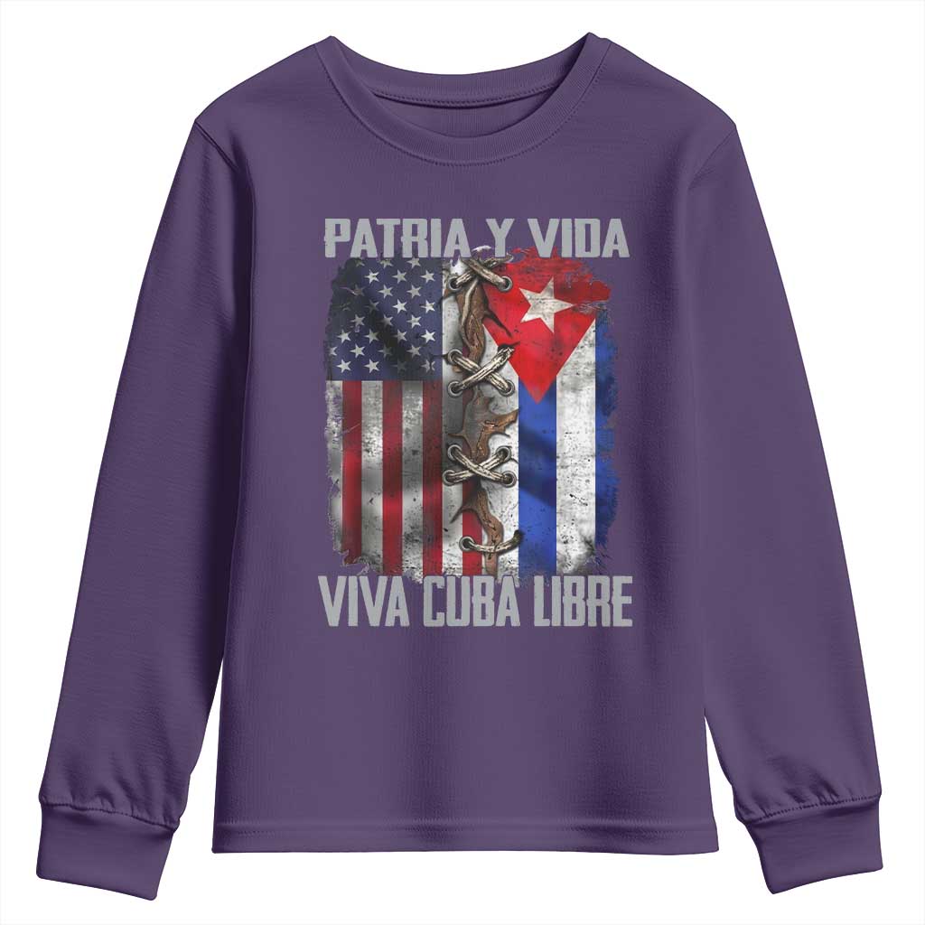 Patria y Vida Cuba Libre Freedom Youth Sweatshirt Cuban Pride Independence USA Cuba Flag