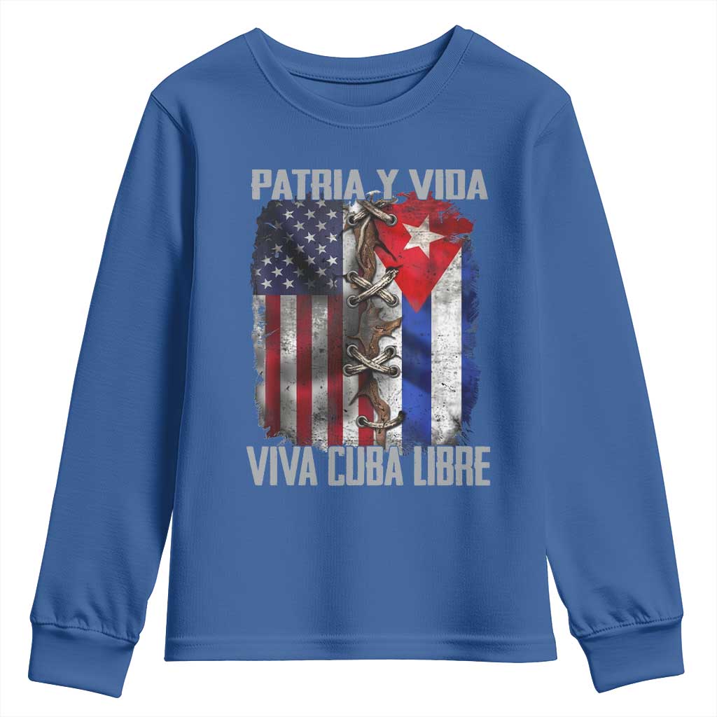 Patria y Vida Cuba Libre Freedom Youth Sweatshirt Cuban Pride Independence USA Cuba Flag