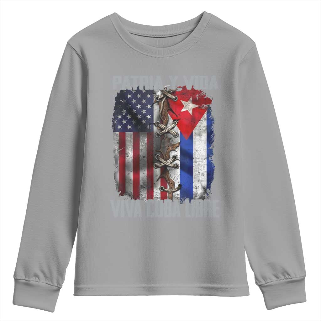 Patria y Vida Cuba Libre Freedom Youth Sweatshirt Cuban Pride Independence USA Cuba Flag