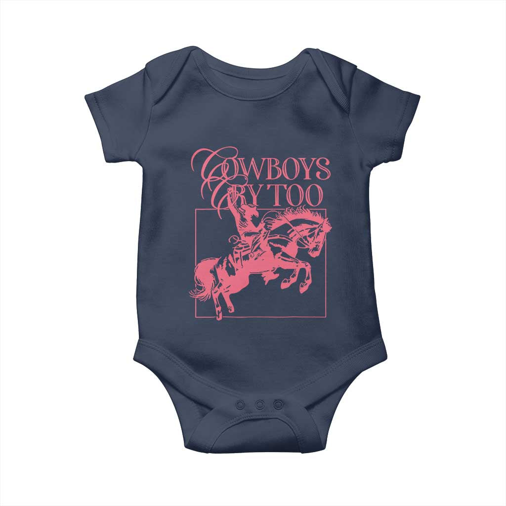Cowboys Cry Too Baby Onesie Western Rodeo Cowgirl Cowboy Aesthetic Pink