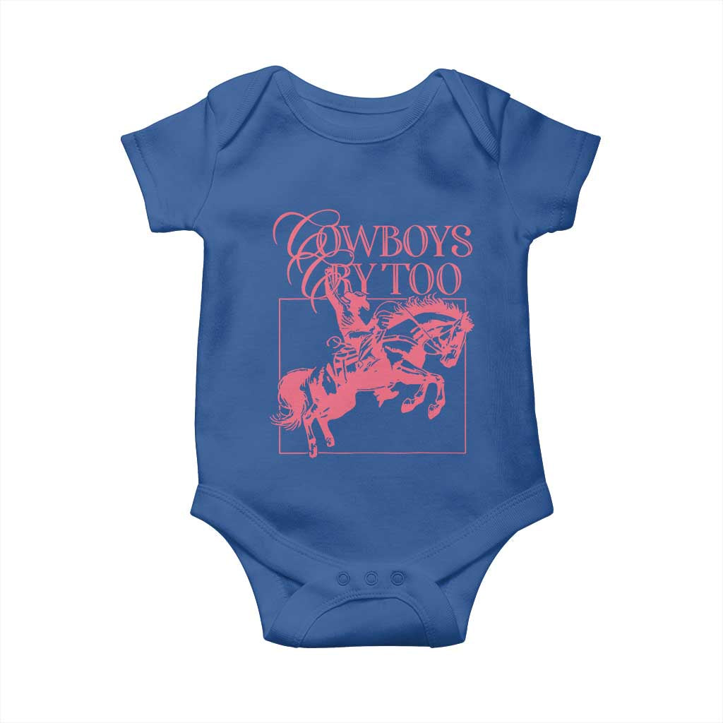Cowboys Cry Too Baby Onesie Western Rodeo Cowgirl Cowboy Aesthetic Pink