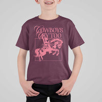 Cowboys Cry Too T Shirt For Kid Western Rodeo Cowgirl Cowboy Aesthetic Pink