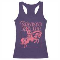 Cowboys Cry Too Racerback Tank Top Western Rodeo Cowgirl Cowboy Aesthetic Pink