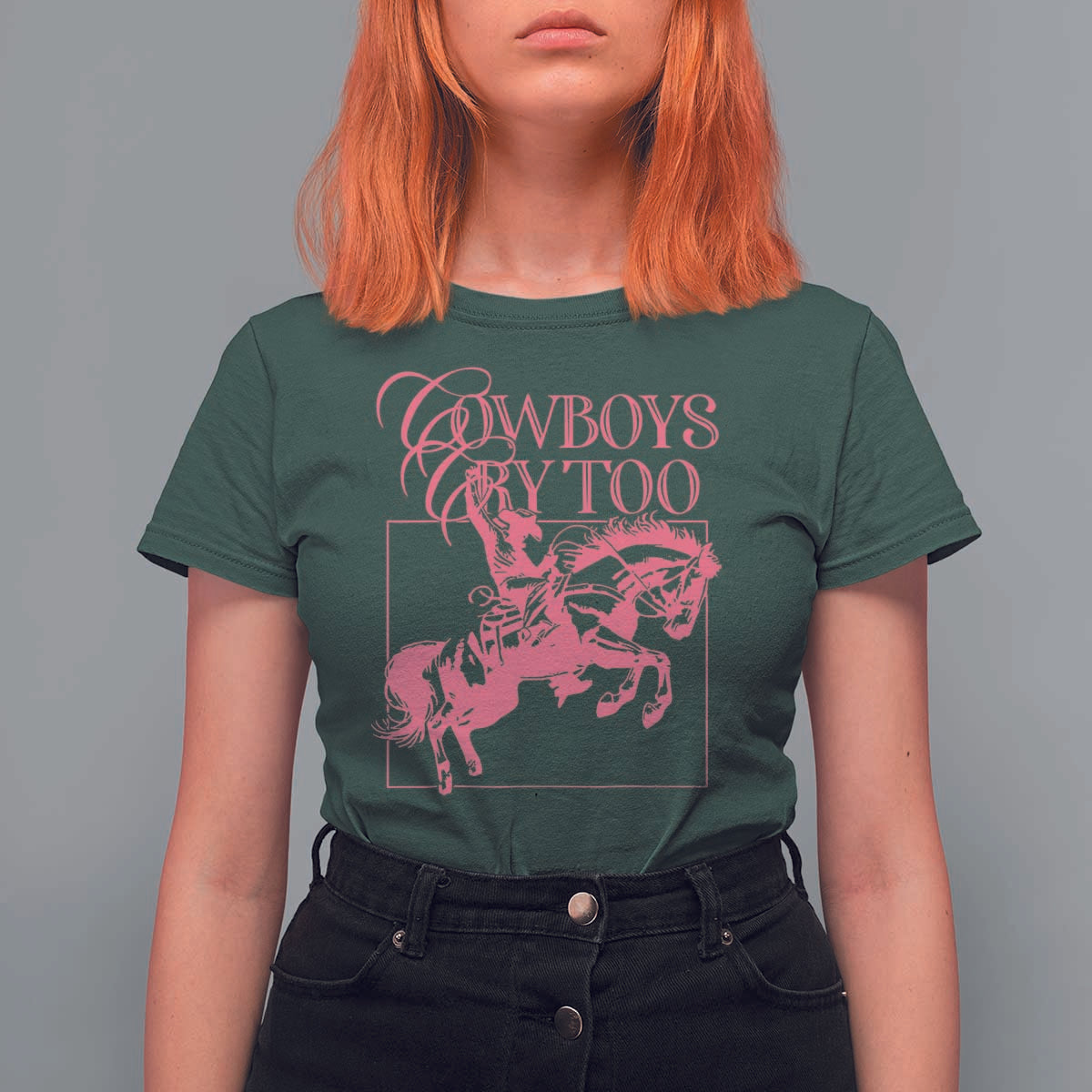 Cowboys Cry Too T Shirt For Women Western Rodeo Cowgirl Cowboy Aesthetic Pink