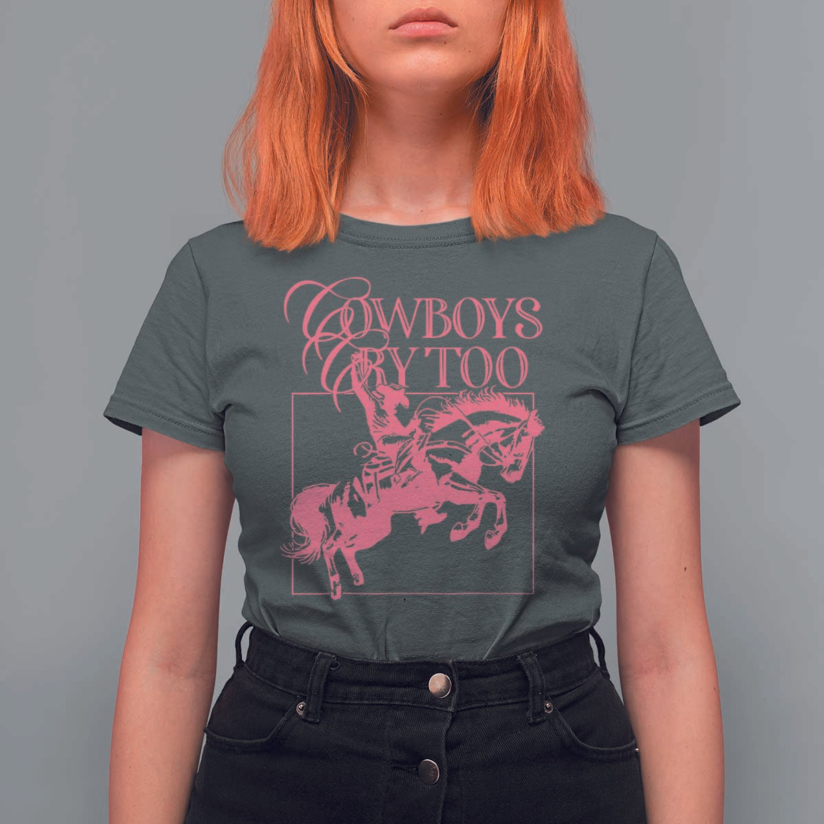 Cowboys Cry Too T Shirt For Women Western Rodeo Cowgirl Cowboy Aesthetic Pink
