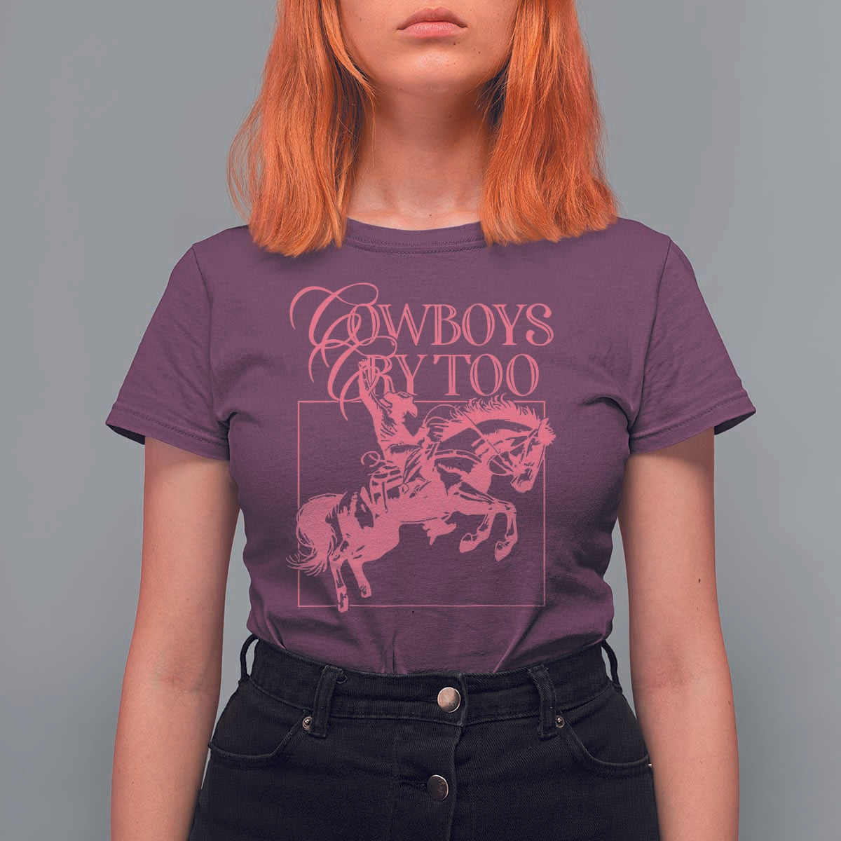 Cowboys Cry Too T Shirt For Women Western Rodeo Cowgirl Cowboy Aesthetic Pink