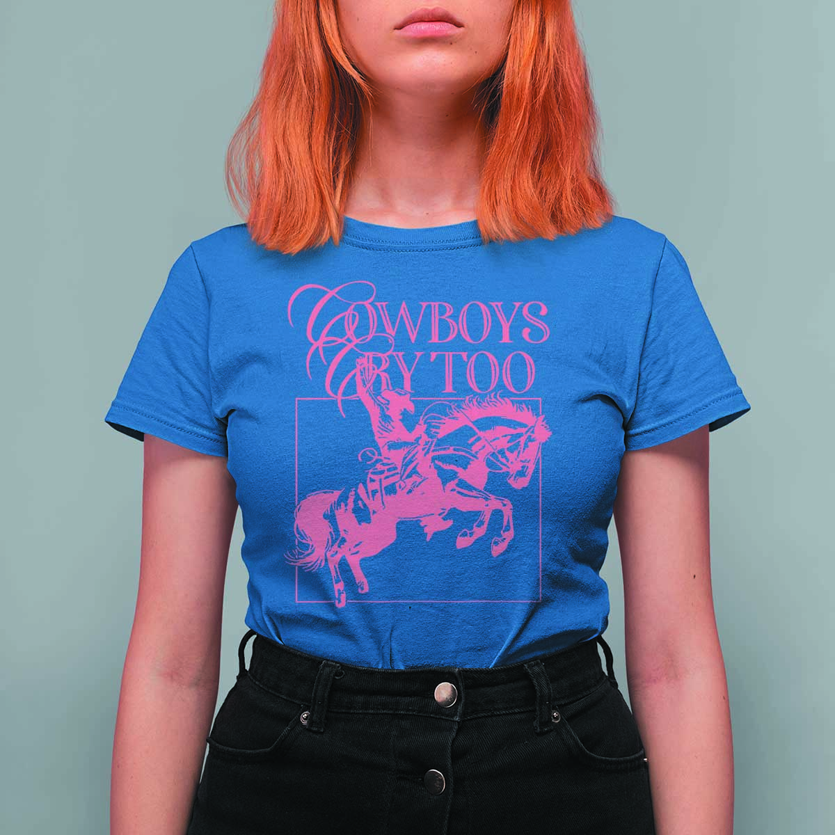 Cowboys Cry Too T Shirt For Women Western Rodeo Cowgirl Cowboy Aesthetic Pink