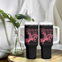 Cowboys Cry Too Tumbler With Handle Western Rodeo Cowgirl Cowboy Aesthetic Pink