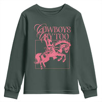 Cowboys Cry Too Youth Sweatshirt Western Rodeo Cowgirl Cowboy Aesthetic Pink