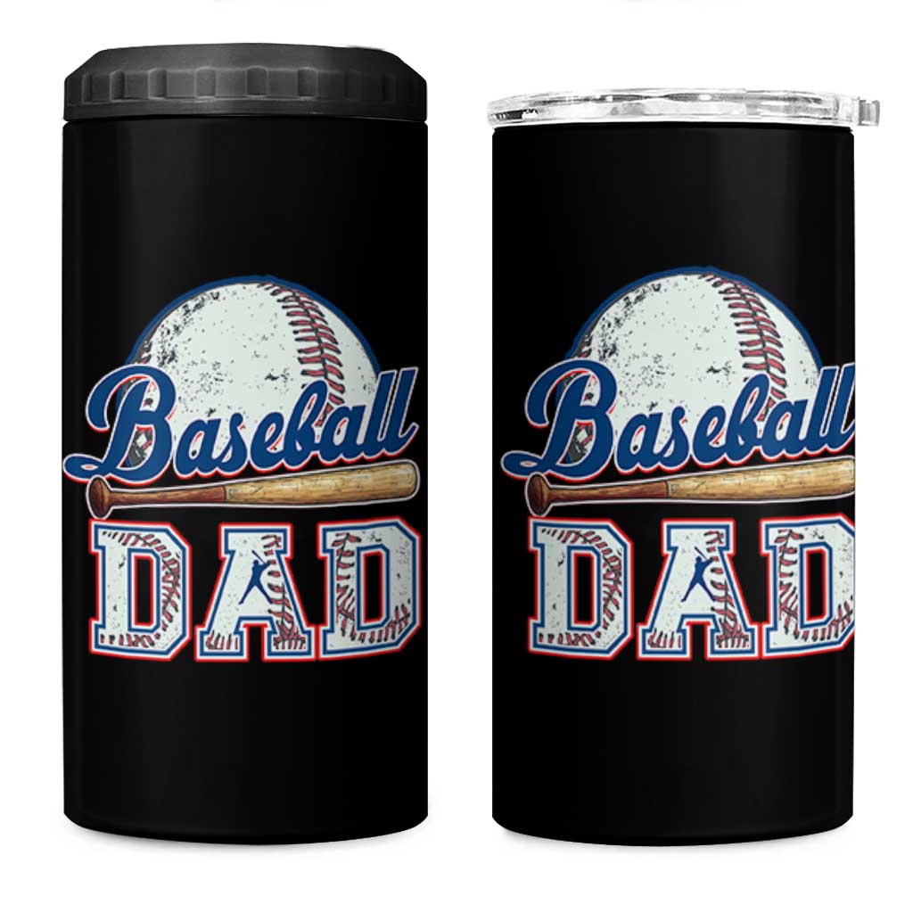 Baseball Dad 4 in 1 Can Cooler Tumbler Baseball Sport Lovers For Father's Day
