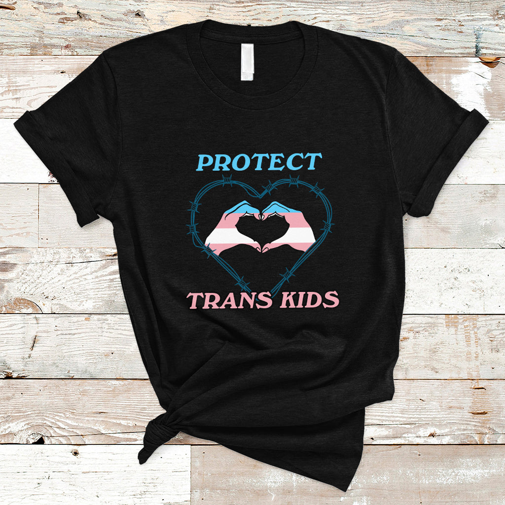 Protect Trans Kids T Shirt LGBT Support Protect Trans Kid LGBT Pride Flag Heart Sign - Wonder Print Shop