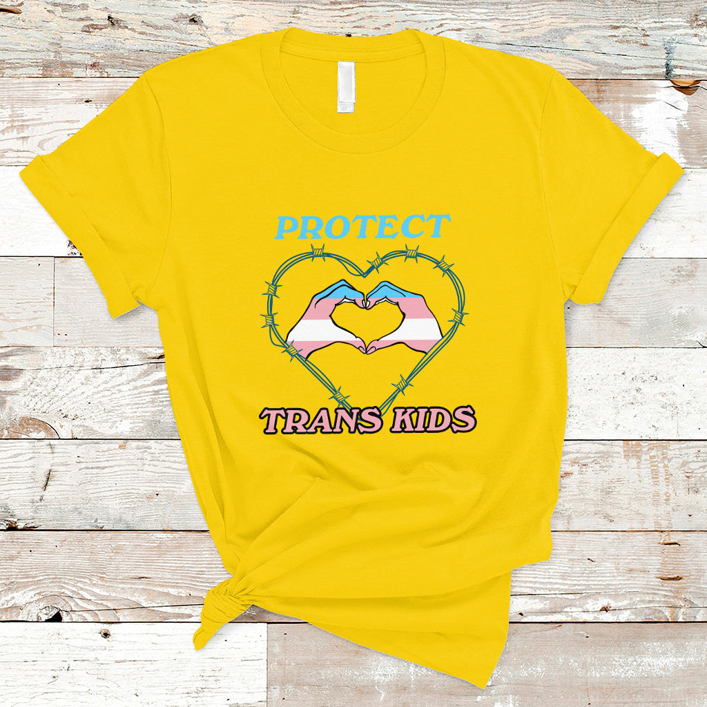 Protect Trans Kids T Shirt LGBT Support Protect Trans Kid LGBT Pride Flag Heart Sign - Wonder Print Shop