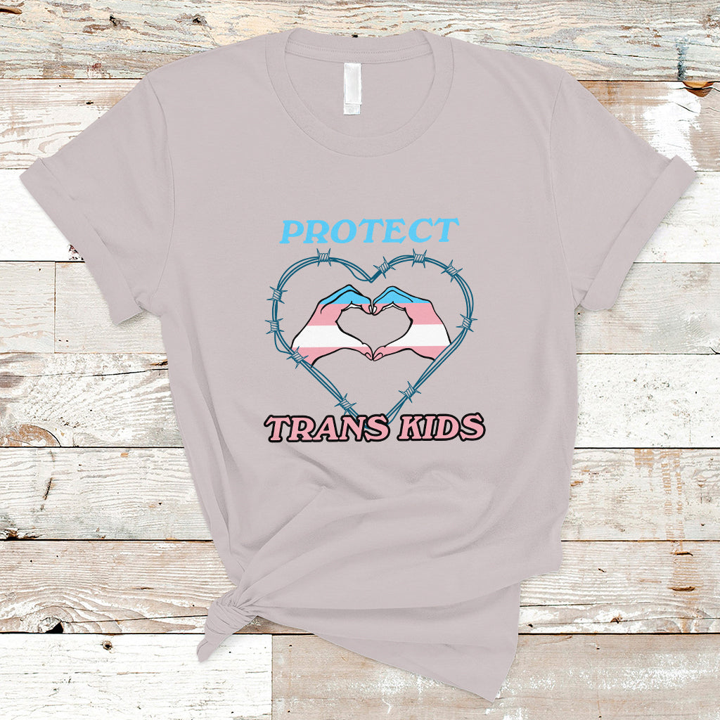 Protect Trans Kids T Shirt LGBT Support Protect Trans Kid LGBT Pride Flag Heart Sign - Wonder Print Shop