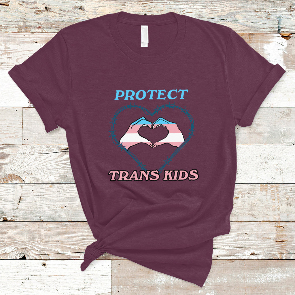 Protect Trans Kids T Shirt LGBT Support Protect Trans Kid LGBT Pride Flag Heart Sign - Wonder Print Shop
