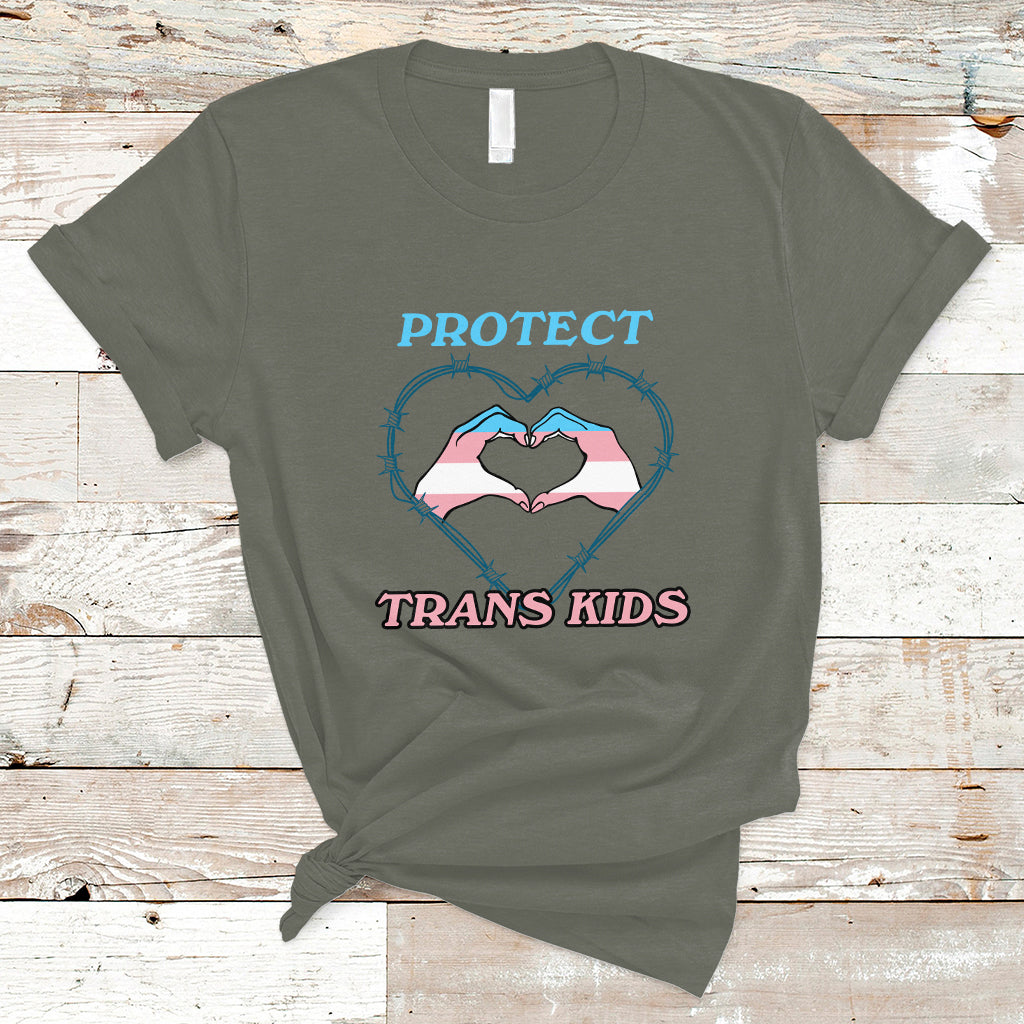 Protect Trans Kids T Shirt LGBT Support Protect Trans Kid LGBT Pride Flag Heart Sign - Wonder Print Shop