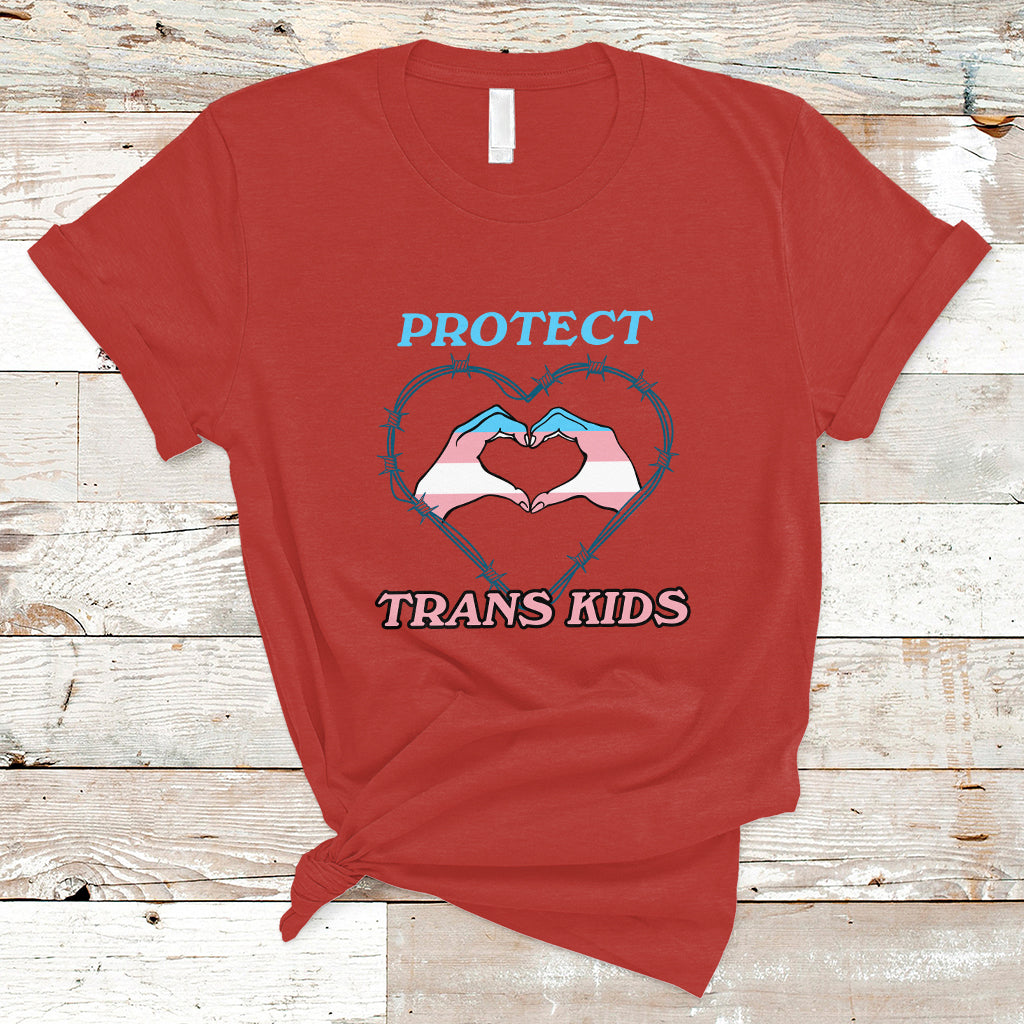 Protect Trans Kids T Shirt LGBT Support Protect Trans Kid LGBT Pride Flag Heart Sign - Wonder Print Shop