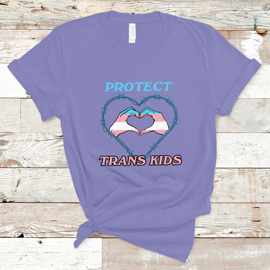 Protect Trans Kids T Shirt LGBT Support Protect Trans Kid LGBT Pride Flag Heart Sign - Wonder Print Shop