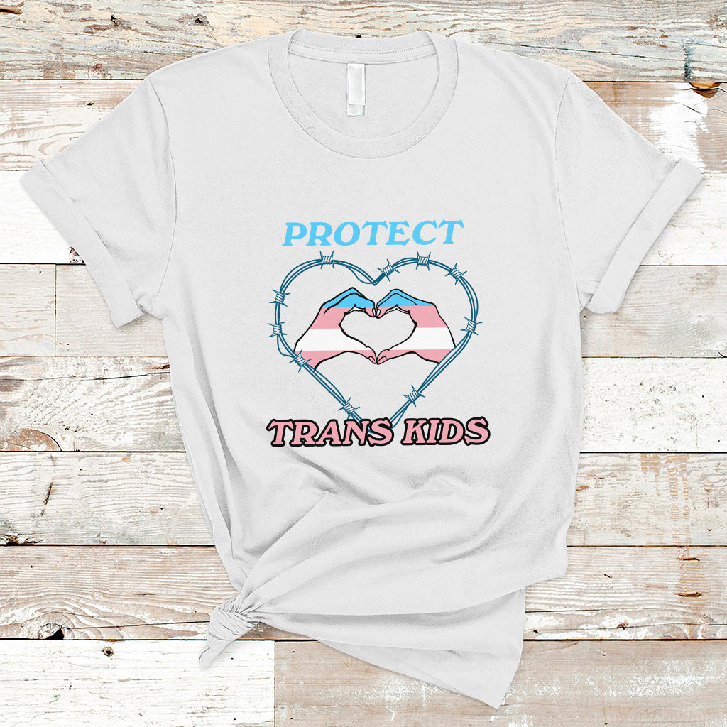Protect Trans Kids T Shirt LGBT Support Protect Trans Kid LGBT Pride Flag Heart Sign - Wonder Print Shop