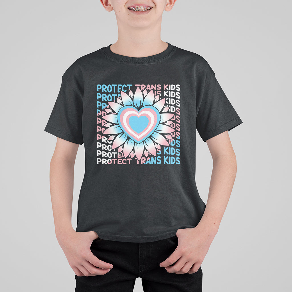 Protect Trans Kids T Shirt For Kid LGBT Support Protect Trans Kid LGBT Pride Flag Sunflower - Wonder Print Shop