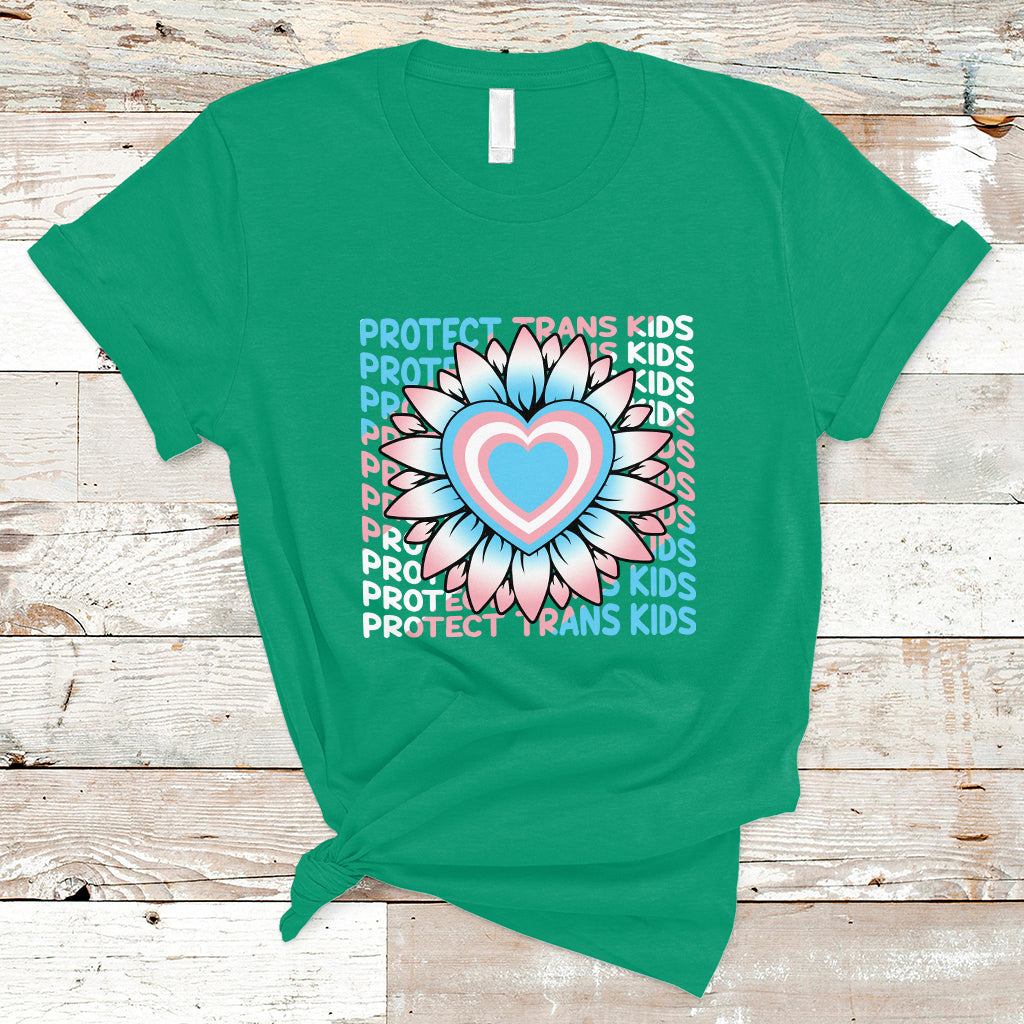 Protect Trans Kids T Shirt LGBT Support Protect Trans Kid LGBT Pride Flag Sunflower - Wonder Print Shop