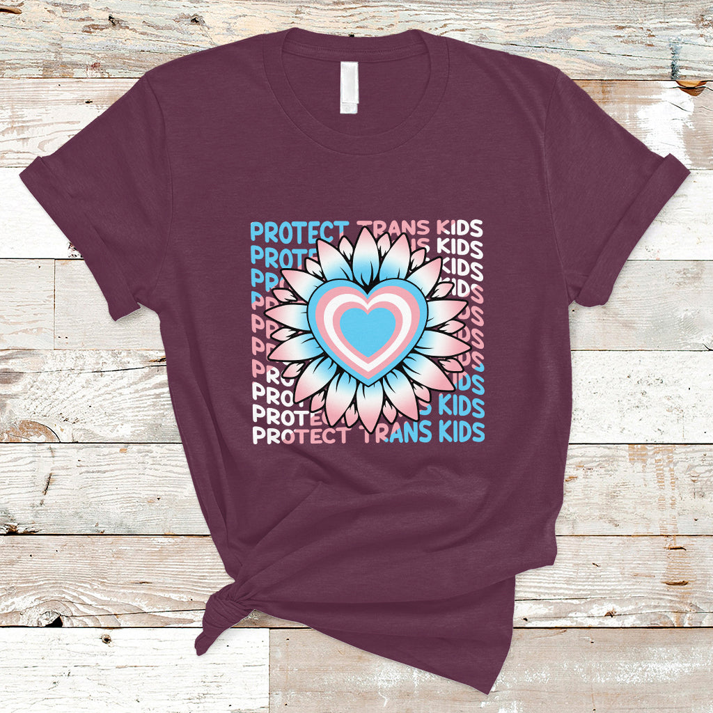 Protect Trans Kids T Shirt LGBT Support Protect Trans Kid LGBT Pride Flag Sunflower - Wonder Print Shop