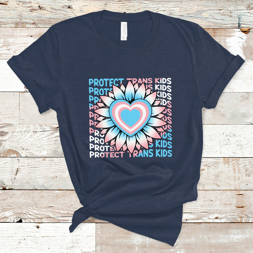 Protect Trans Kids T Shirt LGBT Support Protect Trans Kid LGBT Pride Flag Sunflower - Wonder Print Shop