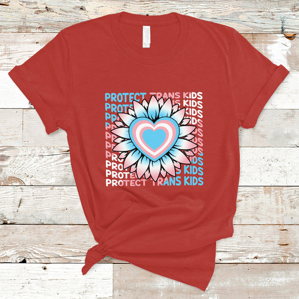 Protect Trans Kids T Shirt LGBT Support Protect Trans Kid LGBT Pride Flag Sunflower - Wonder Print Shop