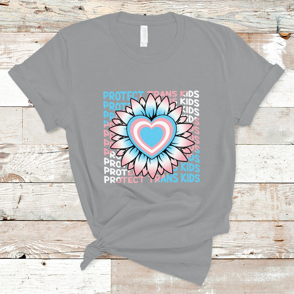 Protect Trans Kids T Shirt LGBT Support Protect Trans Kid LGBT Pride Flag Sunflower - Wonder Print Shop