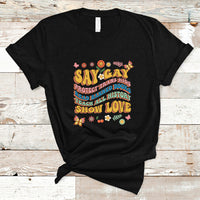 Retro Groovy T Shirt Say Gay Protect Trans Kids Read Banned Books Lgbt Groovy - Wonder Print Shop