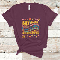 Retro Groovy T Shirt Say Gay Protect Trans Kids Read Banned Books Lgbt Groovy - Wonder Print Shop