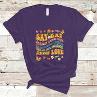 Retro Groovy T Shirt Say Gay Protect Trans Kids Read Banned Books Lgbt Groovy - Wonder Print Shop