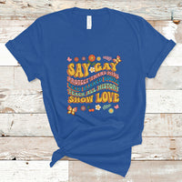 Retro Groovy T Shirt Say Gay Protect Trans Kids Read Banned Books Lgbt Groovy - Wonder Print Shop