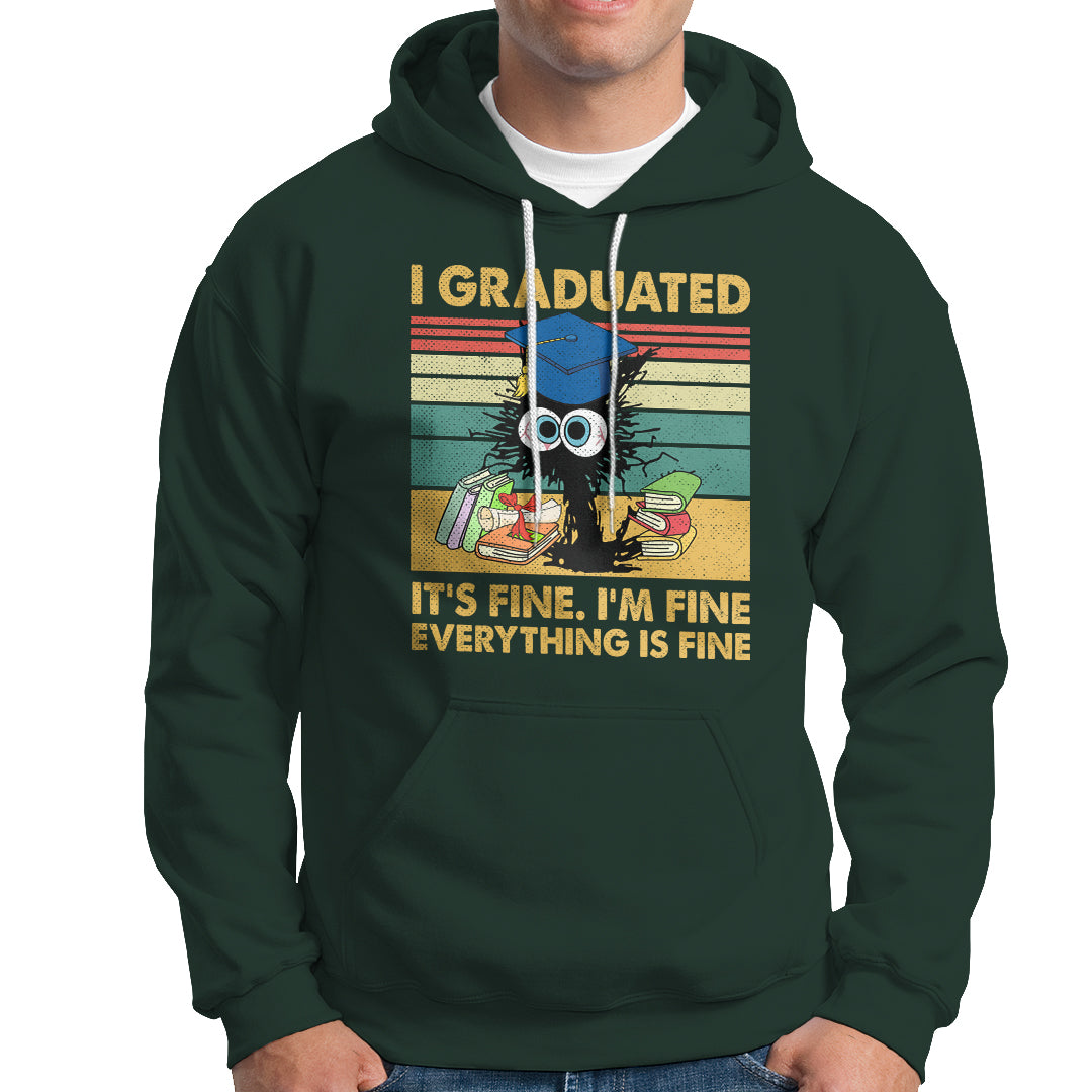 Last Day Of School Hoodie Black Cat It's Fine I'm Fine Everything - Wonder Print Shop