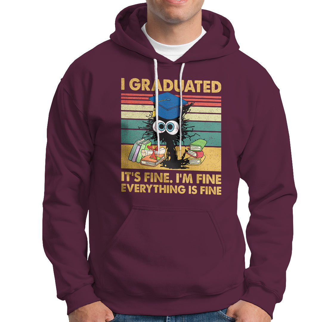 Last Day Of School Hoodie Black Cat It's Fine I'm Fine Everything - Wonder Print Shop