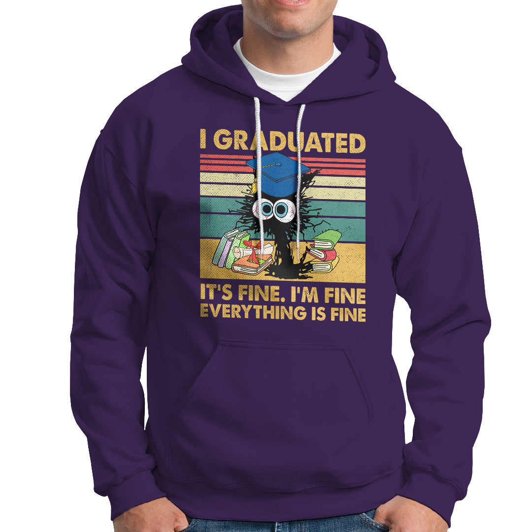 Last Day Of School Hoodie Black Cat It's Fine I'm Fine Everything - Wonder Print Shop