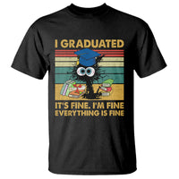Last Day Of School T Shirt Black Cat It's Fine I'm Fine Everything - Wonder Print Shop