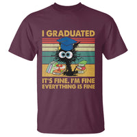 Last Day Of School T Shirt Black Cat It's Fine I'm Fine Everything - Wonder Print Shop