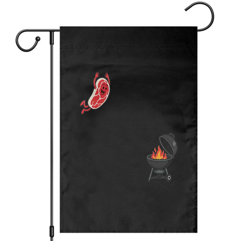 Humorous Diving Steak Charcoal Grill Graphic Garden Flag BBQ Grilling Pitmaster Cookout Funny Barbecue Master