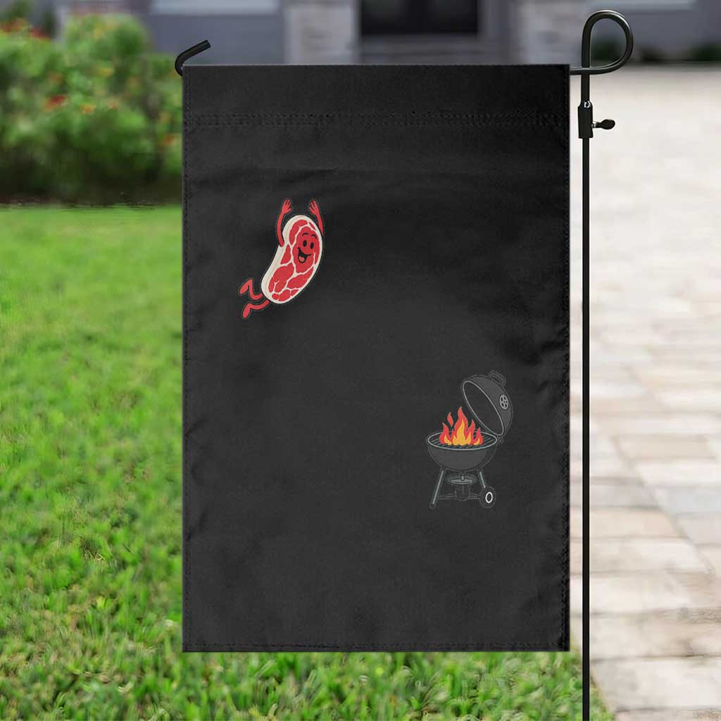 Humorous Diving Steak Charcoal Grill Graphic Garden Flag BBQ Grilling Pitmaster Cookout Funny Barbecue Master