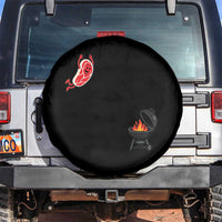 Humorous Diving Steak Charcoal Grill Graphic Spare Tire Cover BBQ Grilling Pitmaster Cookout Funny Barbecue Master