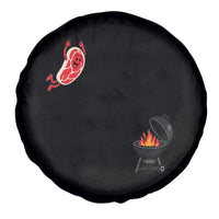 Humorous Diving Steak Charcoal Grill Graphic Spare Tire Cover BBQ Grilling Pitmaster Cookout Funny Barbecue Master