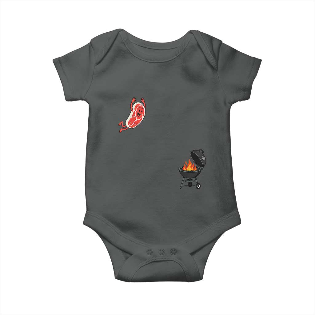 Humorous Diving Steak Charcoal Grill Graphic Baby Onesie BBQ Grilling Pitmaster Cookout Funny Barbecue Master
