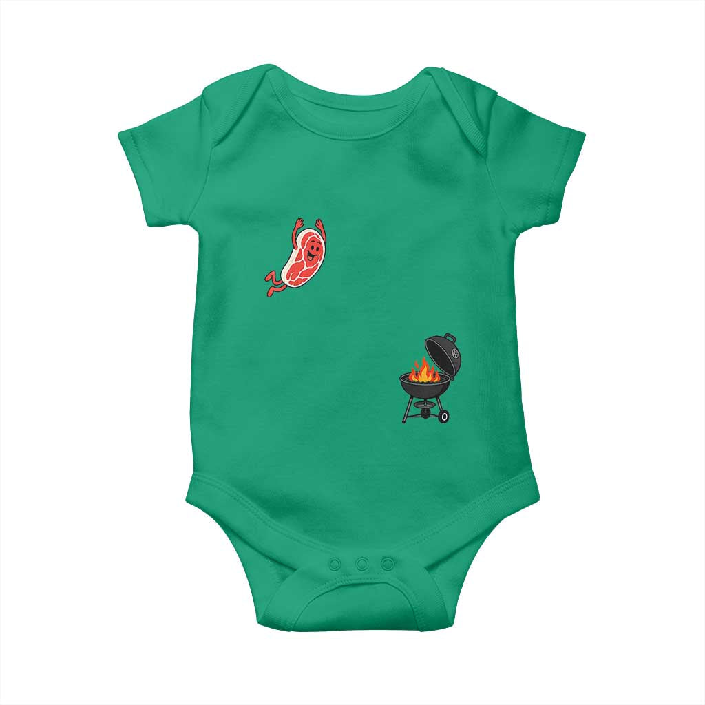 Humorous Diving Steak Charcoal Grill Graphic Baby Onesie BBQ Grilling Pitmaster Cookout Funny Barbecue Master