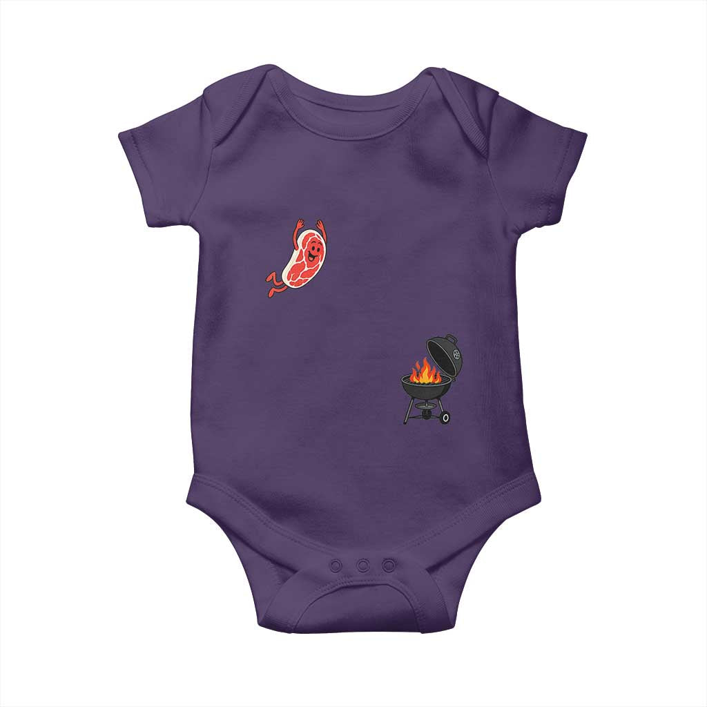 Humorous Diving Steak Charcoal Grill Graphic Baby Onesie BBQ Grilling Pitmaster Cookout Funny Barbecue Master