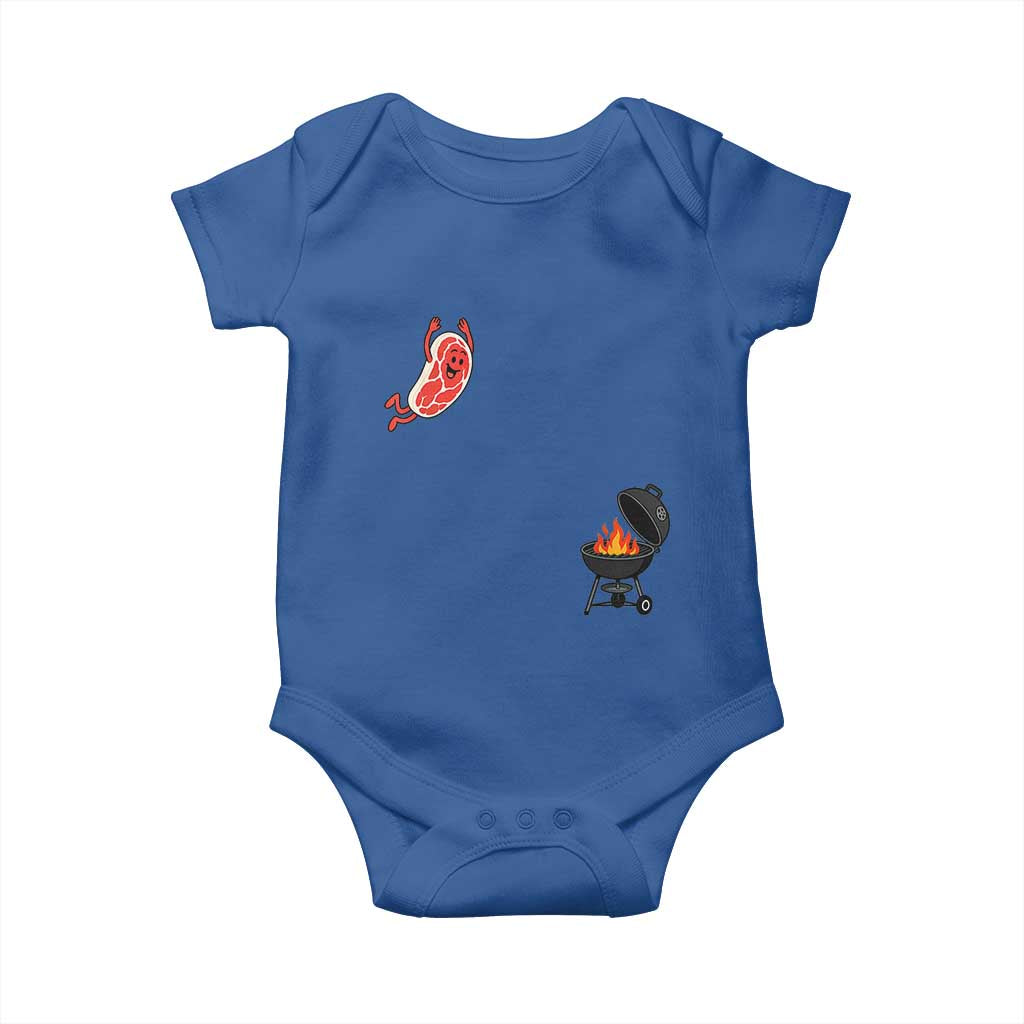 Humorous Diving Steak Charcoal Grill Graphic Baby Onesie BBQ Grilling Pitmaster Cookout Funny Barbecue Master